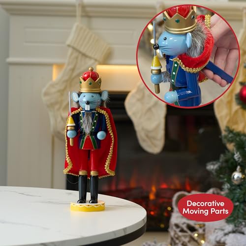 THE TWIDDLERS Hand-Painted Wooden Mouse King Nutcracker - 30cm - liquidation.store