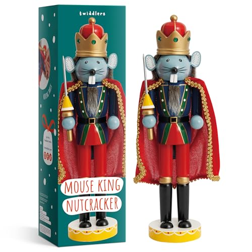 THE TWIDDLERS Hand-Painted Wooden Mouse King Nutcracker - 30cm - liquidation.store