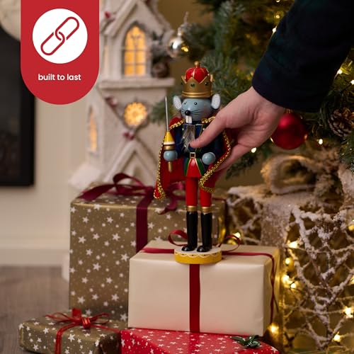 THE TWIDDLERS Hand-Painted Wooden Mouse King Nutcracker - 30cm - liquidation.store