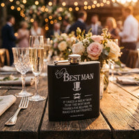 The Ultimate Gift for Man Stainless Steel Black Hip Flask - Bestman (177ml) - liquidation.store