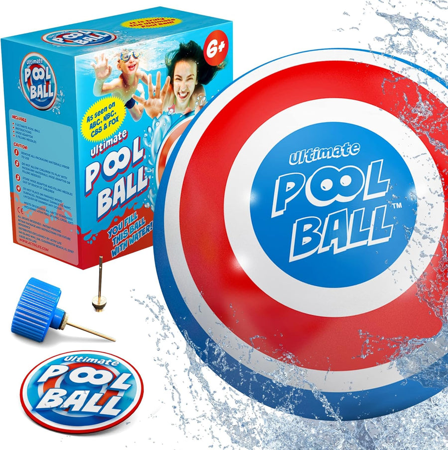 The Ultimate Pool Ball in Red/Blue - Fill with Water for Underwater Games (6+YRS) - liquidation.store