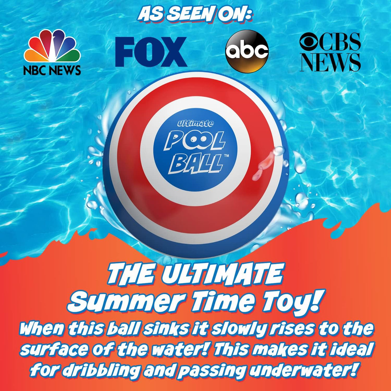 The Ultimate Pool Ball in Red/Blue - Fill with Water for Underwater Games (6+YRS) - liquidation.store