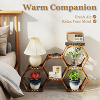 Thumbnail for Tikea Hexagonal Wooden Plant Stand for Indoor and Outdoor Use (7 Levels) - liquidation.store