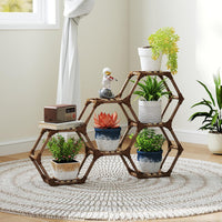 Thumbnail for Tikea Hexagonal Wooden Plant Stand for Indoor and Outdoor Use (7 Levels) - liquidation.store