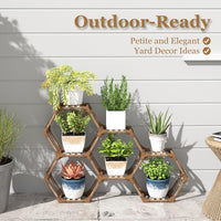 Thumbnail for Tikea Hexagonal Wooden Plant Stand for Indoor and Outdoor Use (7 Levels) - liquidation.store