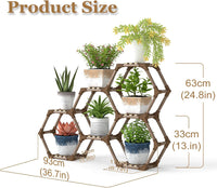 Thumbnail for Tikea Hexagonal Wooden Plant Stand for Indoor and Outdoor Use (7 Levels) - liquidation.store