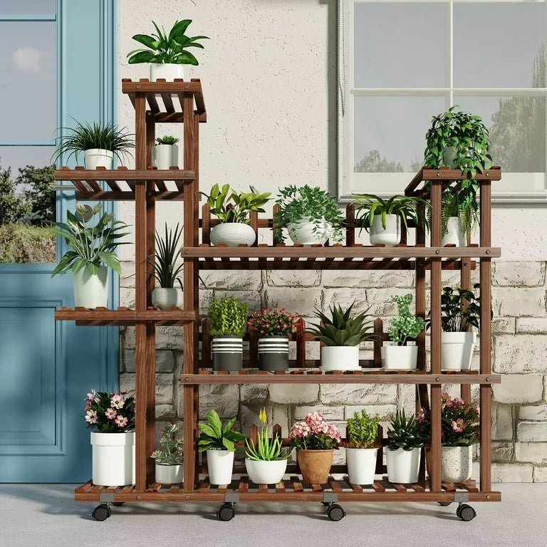 Tikea Large Wooden Plant Stand Indoor Outdoor - liquidation.store