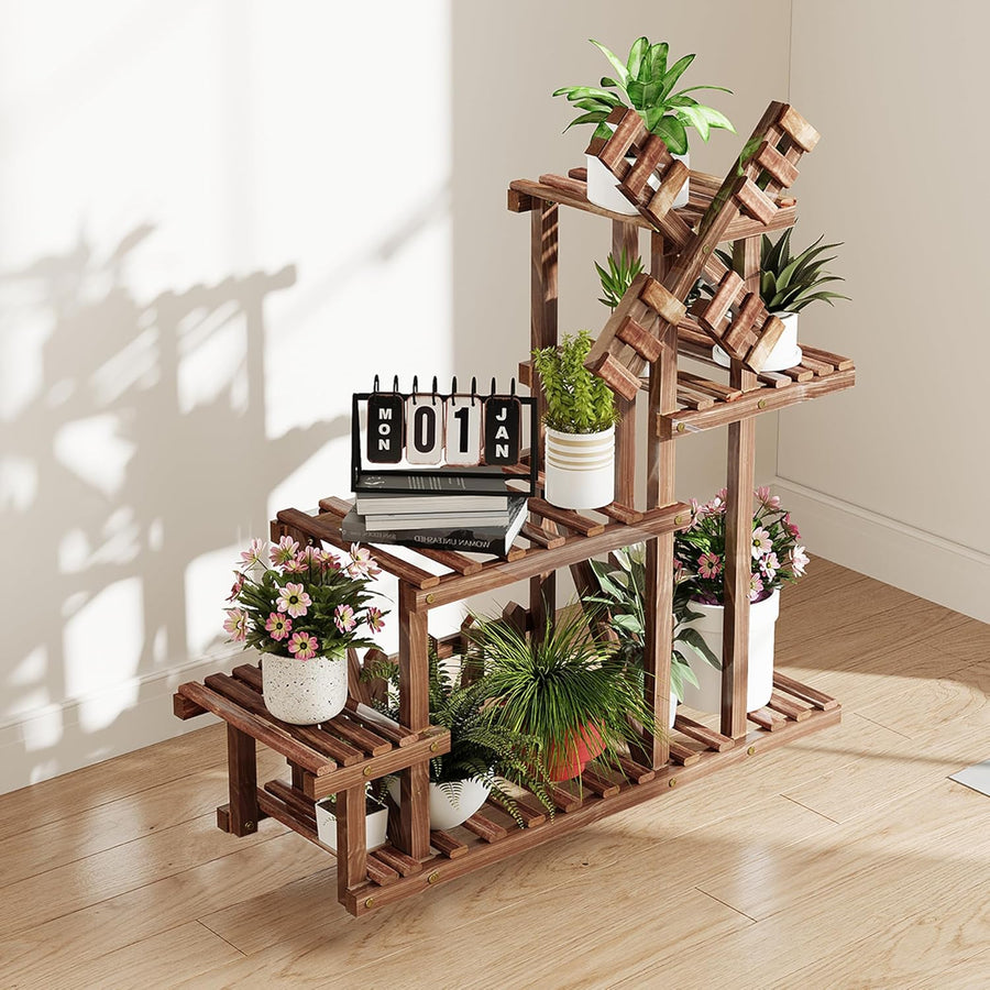 Tikea Large Wooden Plant Stand Indoor Outdoor - liquidation.store