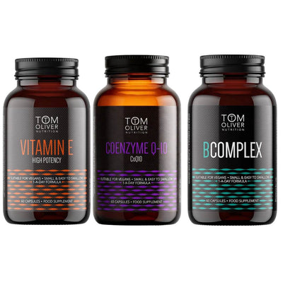 Tom Oliver Nutrition Energy & Antioxidant Support Bundle – CoQ10, B - Complex & Vitamin E - liquidation.store