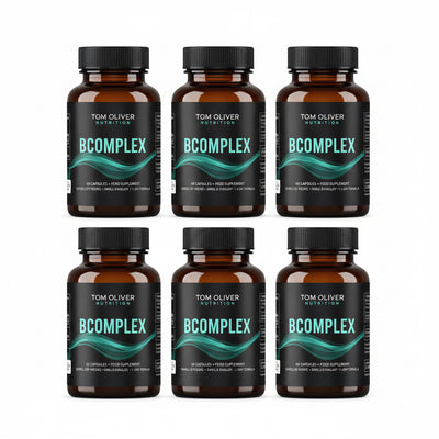 Tom Oliver Nutrition Vitamin B Complex for Energy, Nervous & Hormone Support - 6 Pack (360 Capsules)