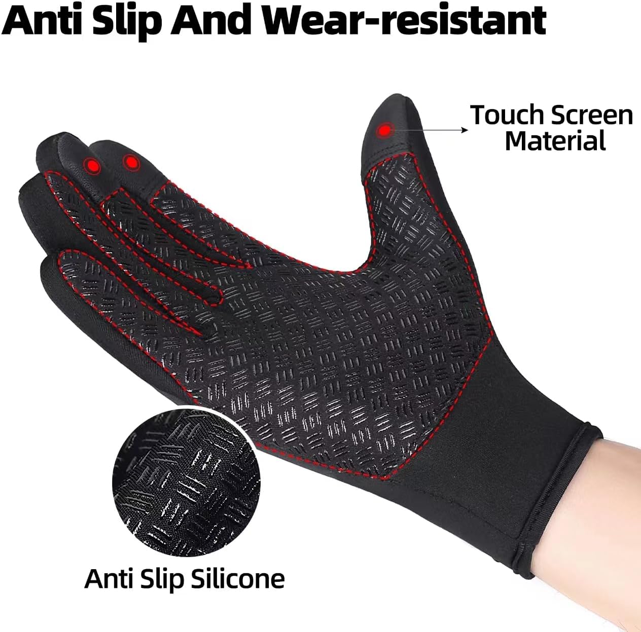 Touch Screen Anti - slip Thermal Winter Gloves for Running, Cycling (Large) - liquidation.store