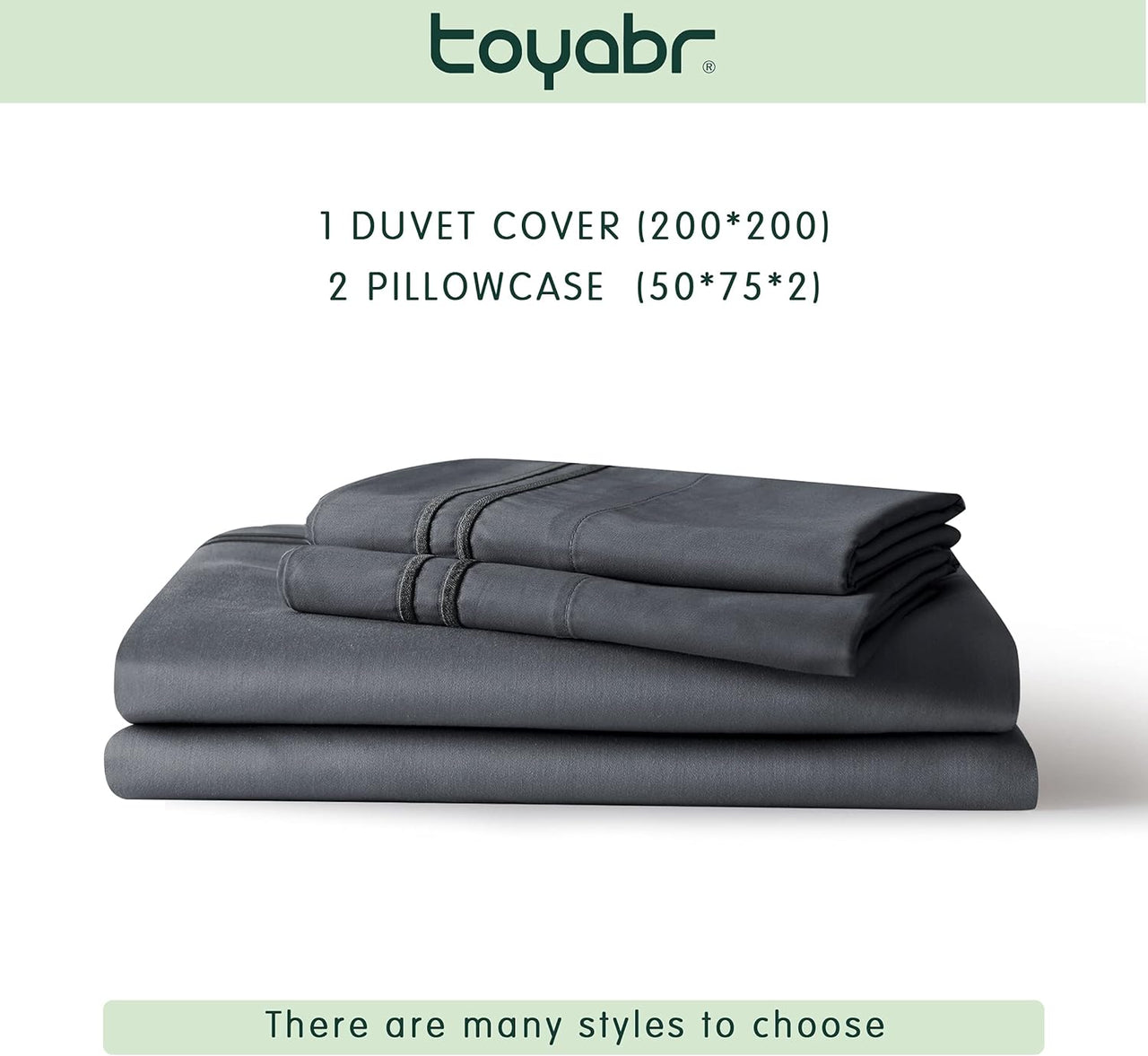 TOYABR Double Duvet Cover Set 3 Piece Bedding - Grey (200x200cm,50x75x2) - liquidation.store