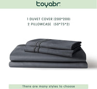 Thumbnail for TOYABR Double Duvet Cover Set 3 Piece Bedding - Grey (200x200cm,50x75x2) - liquidation.store