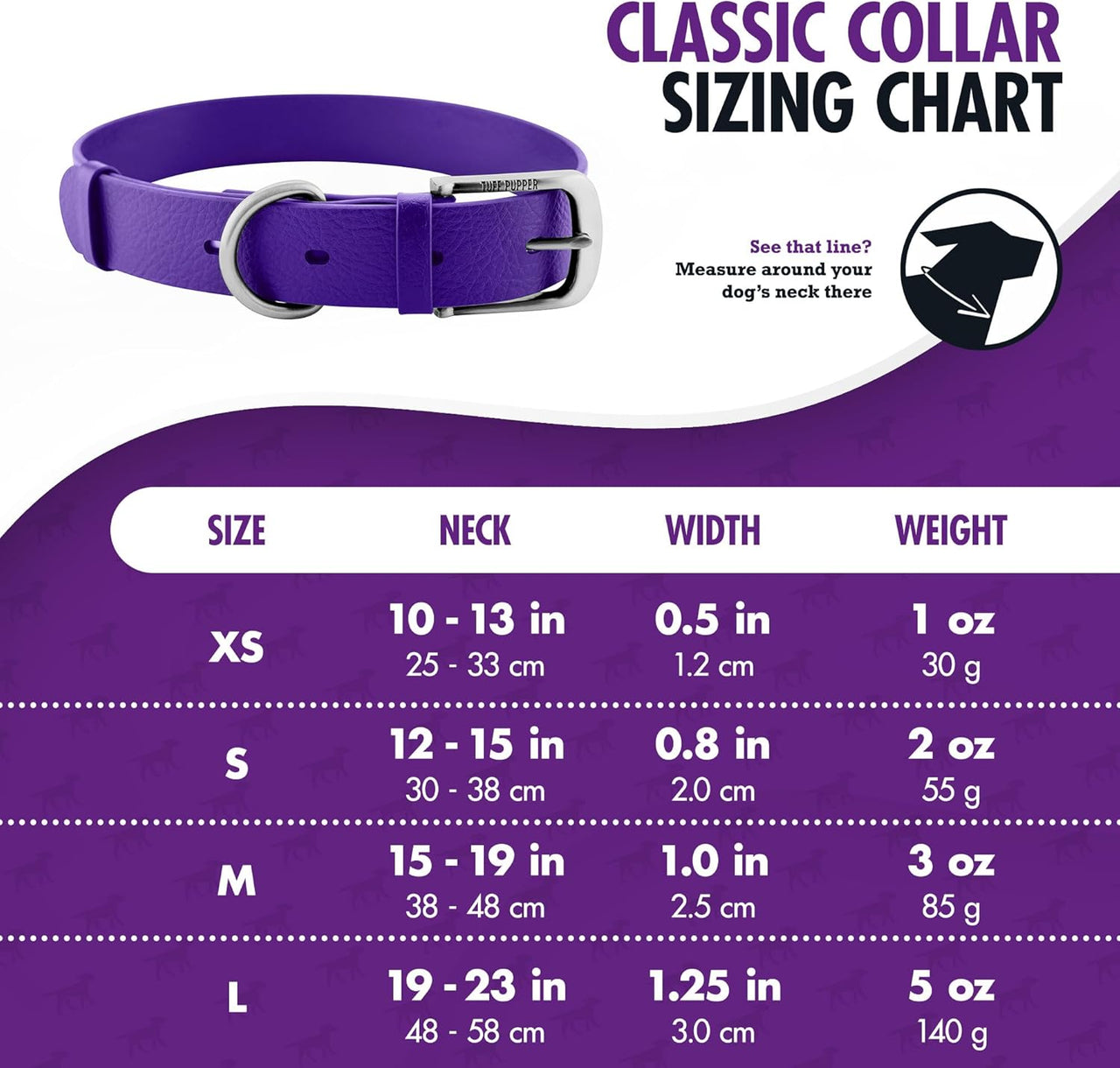 Tuff Pupper Classic Heavy Duty Dog Collar Purple - Medium - liquidation.store