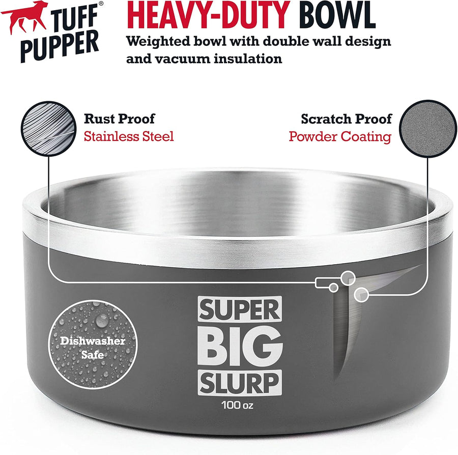 Tuff Pupper Heavy Duty Insulated Bowl for Large Dogs - 100oz (Black) - liquidation.store