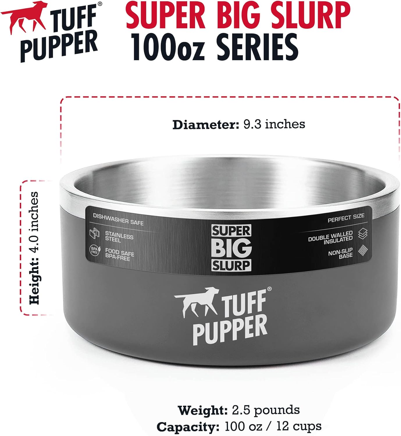 Tuff Pupper Heavy Duty Insulated Bowl 100oz Black – liquidation.store