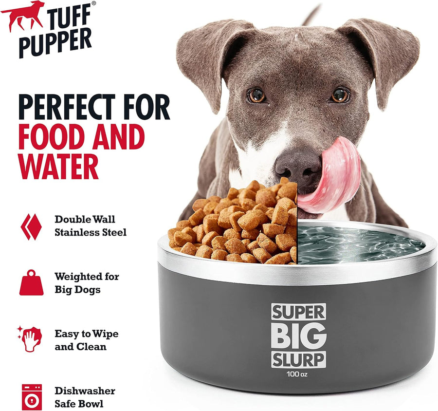 Tuff Pupper Heavy Duty Insulated Bowl for Large Dogs - 100oz (Black) - liquidation.store