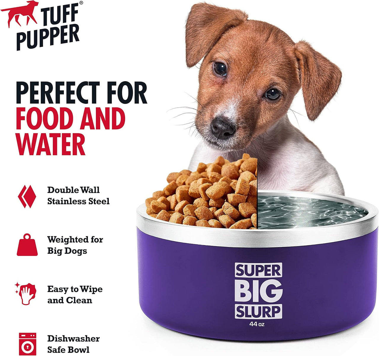 Tuff Pupper Heavy Duty Insulated Bowl for Large Dogs - 1250ml/44oz (Purple) - liquidation.store