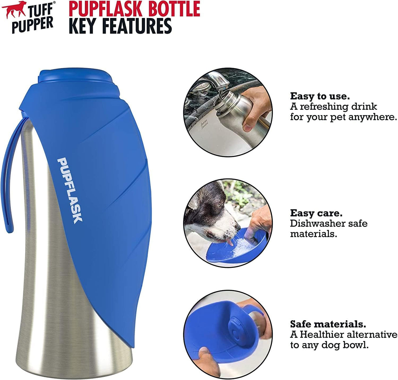 Tuff Pupper PupFlask Dog Water Bottle - 27OZ (Blue) - liquidation.store