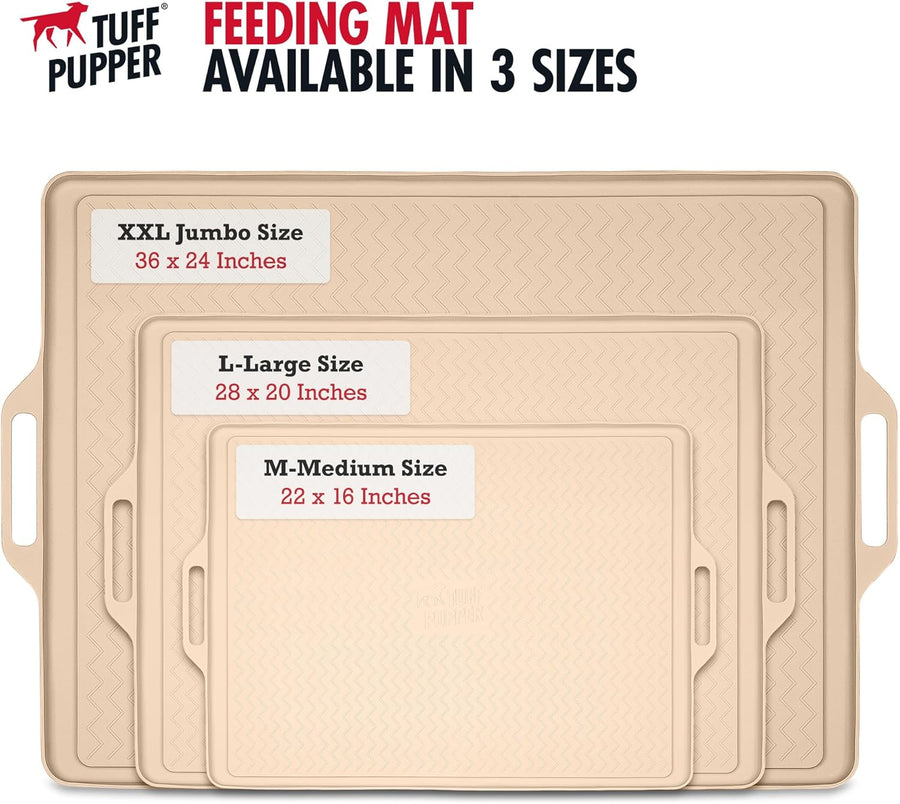 Tuff Pupper Waterproof Pet Feeding Mat - Grey (Large) - liquidation.store
