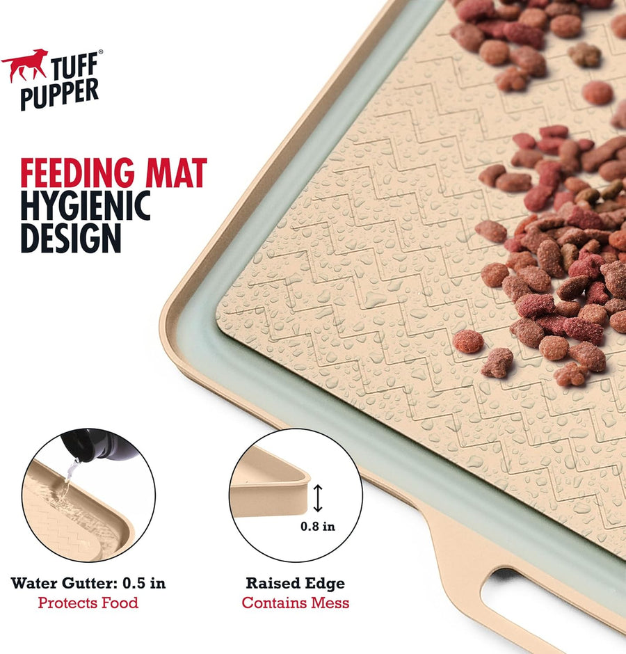 Tuff Pupper Waterproof Pet Feeding Mat - Grey (Large) - liquidation.store