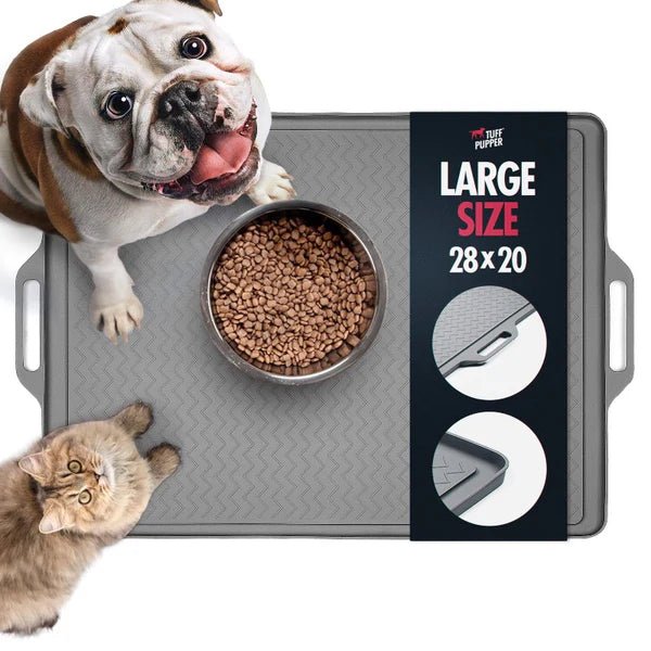 Tuff Pupper Waterproof Pet Feeding Mat - Grey (Large) - liquidation.store