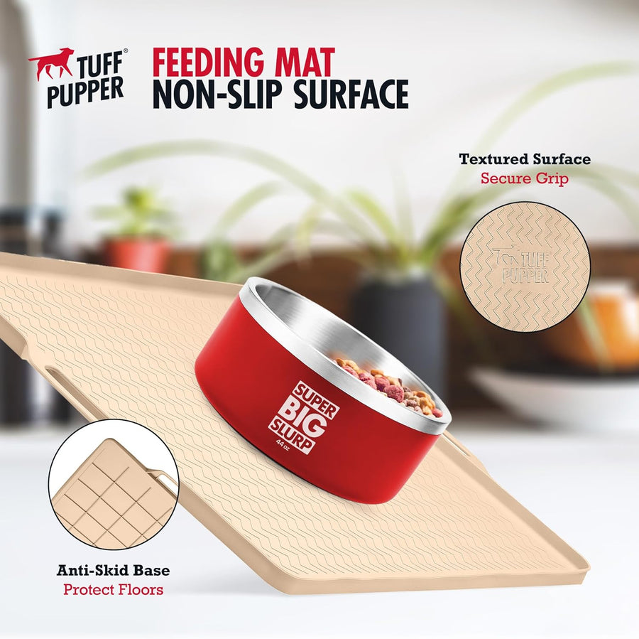 Tuff Pupper Waterproof Pet Feeding Mat - Grey (Large) - liquidation.store