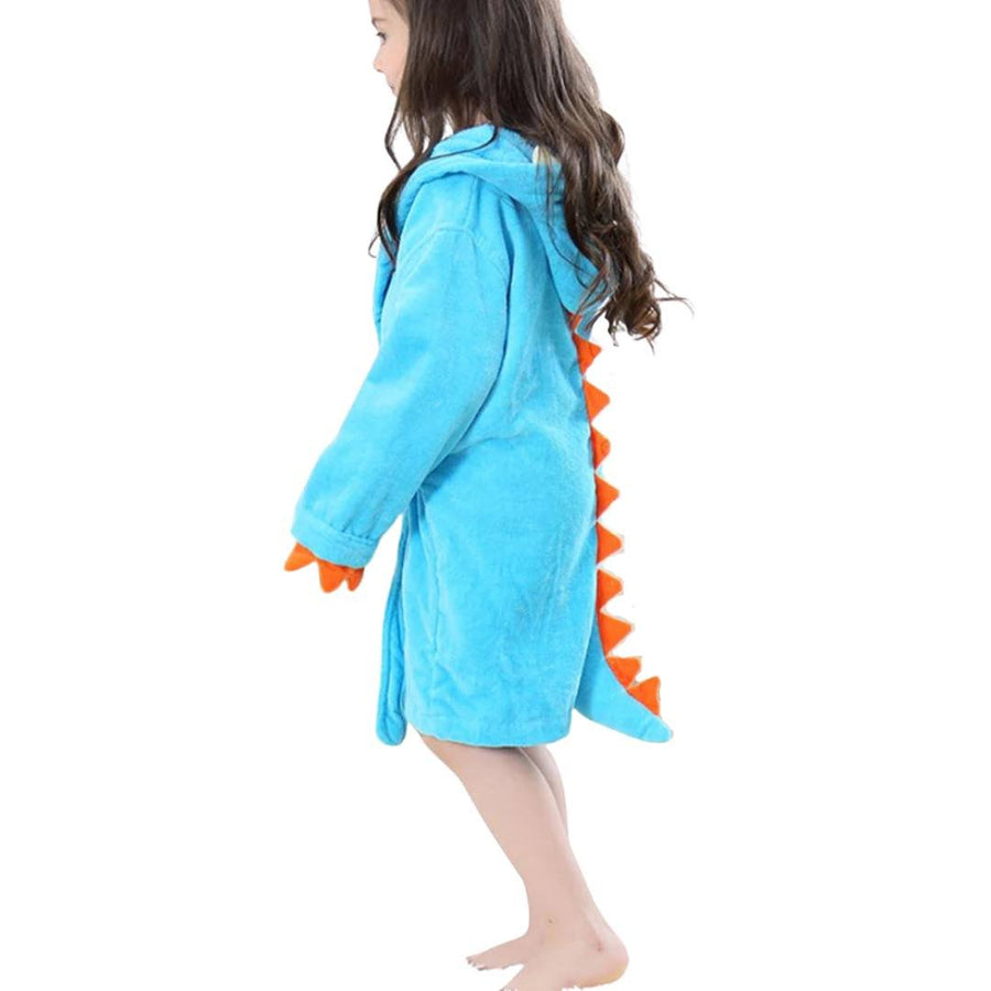 Turquiose Blue Dinosaur Hooded Dressing Gown with Spikes - 1 - 3Y - liquidation.store