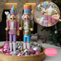 Twiddlers Rainbow Glitter Wood Nutcrackers Set 30cm - liquidation.store
