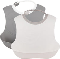 Thumbnail for Twistshake 2X Baby Bibs with Crumb Tray - 4M+ (Grey/White) - liquidation.store