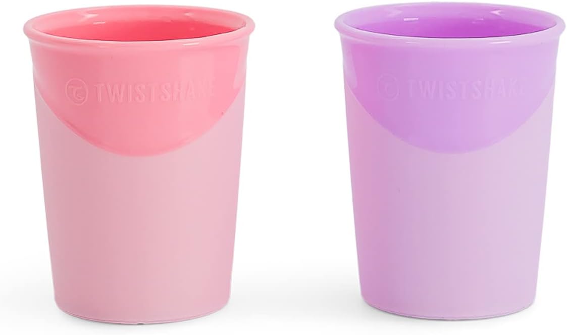 Twistshake 2X Baby Learning Cup, Feeding Cup, BPA Free, 170ml, Pastel Pink/Pastel Purple - liquidation.store