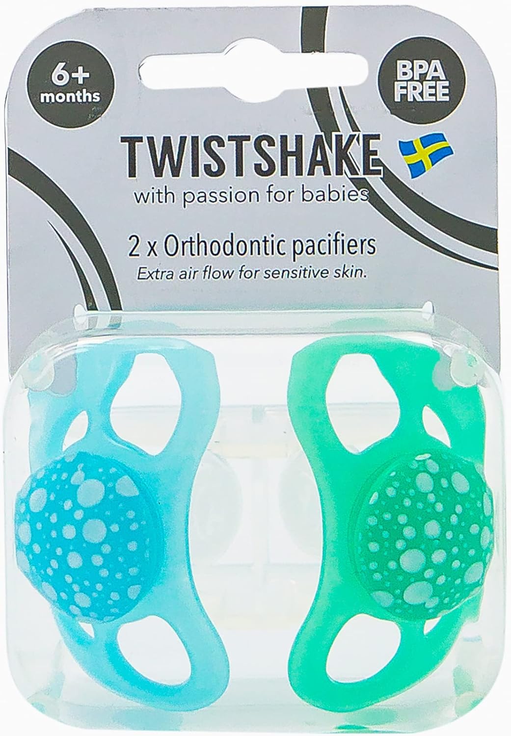 Twistshake 2X Orthodontic Pacifier, Baby Infant Soother 6+ Months, Blue/Green - liquidation.store