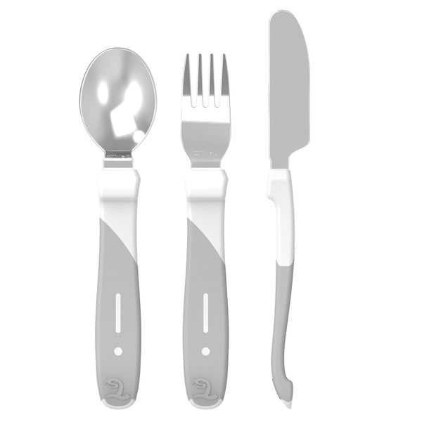 Twistshake Cutlery Leanring Set - 12M+ (Grey) - liquidation.store