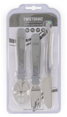 Twistshake Cutlery Leanring Set - 12M+ (Grey) - liquidation.store
