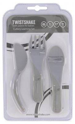 Twistshake Cutlery Learning Set - 6M+ (Pastel Grey) - liquidation.store