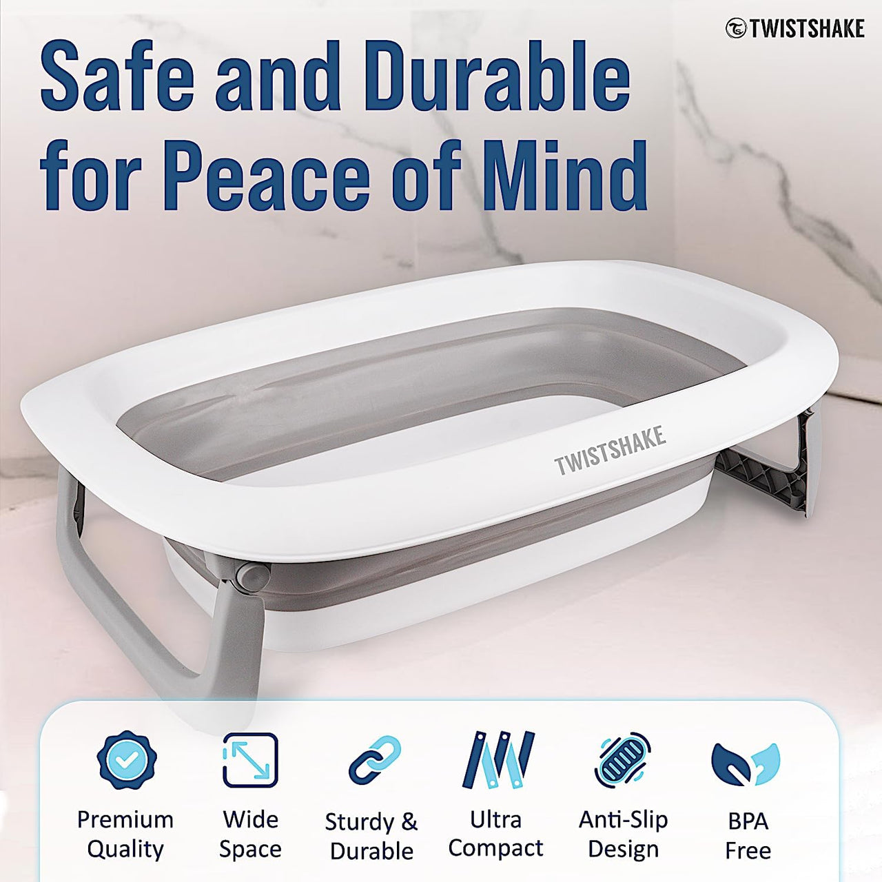 Twistshake Foldable & Non - Slip Baby Bath Tub - 0+ Months - liquidation.store