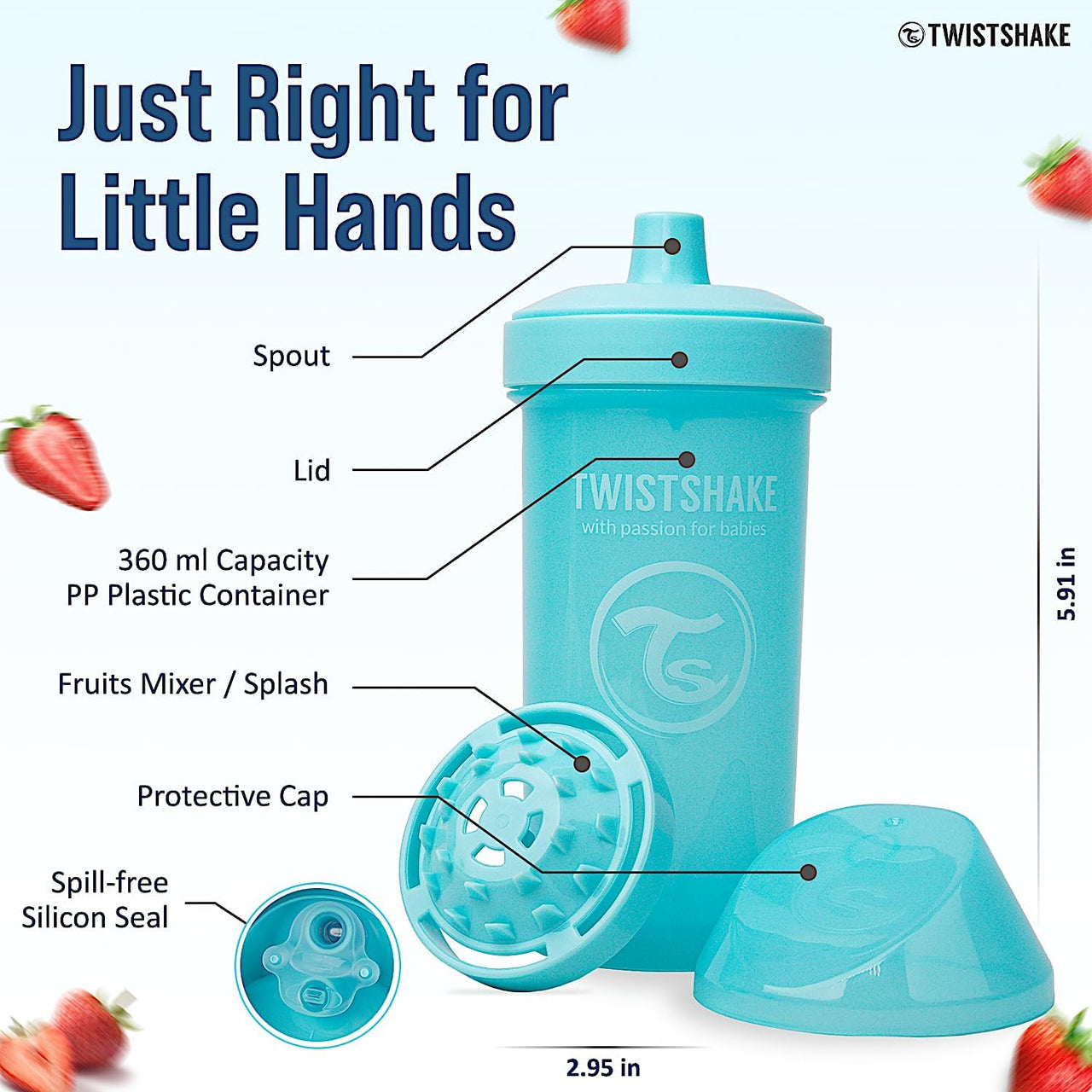 Twistshake Leak Proof Kid Cup with Fruit Mixer - 360ml (Blue) 12M+ - liquidation.store