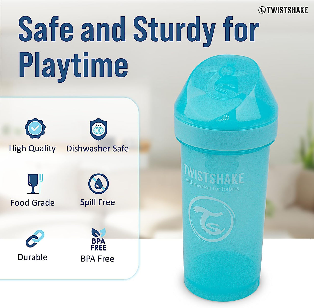 Twistshake Leak Proof Kid Cup with Fruit Mixer - 360ml (Blue) 12M+ - liquidation.store