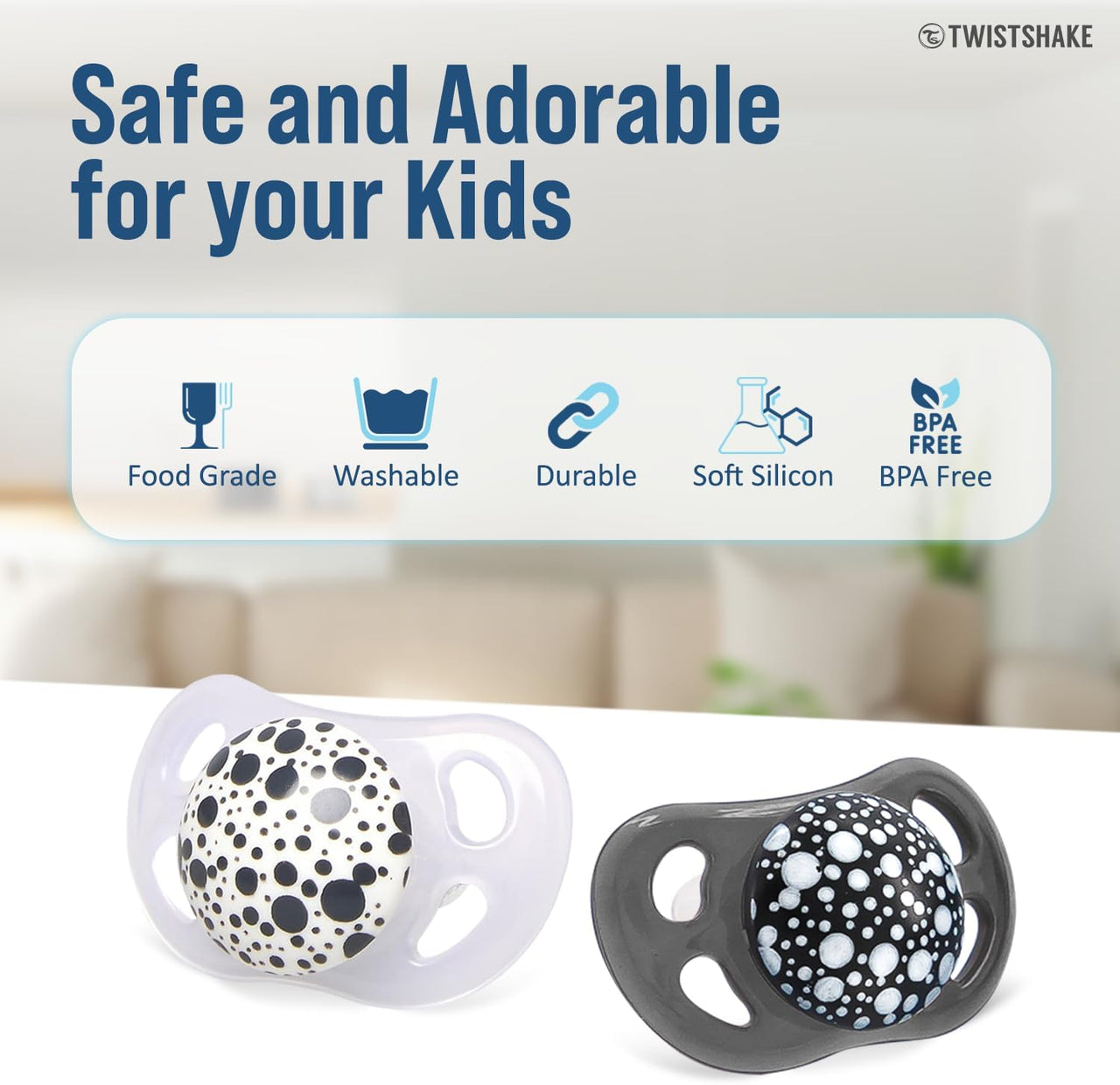 Twistshake Pacifier - Black/White (2 Pack) 6M+ - liquidation.store