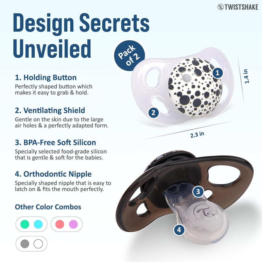 Twistshake Pacifier - Black/White (2 Pack) 6M+ - liquidation.store
