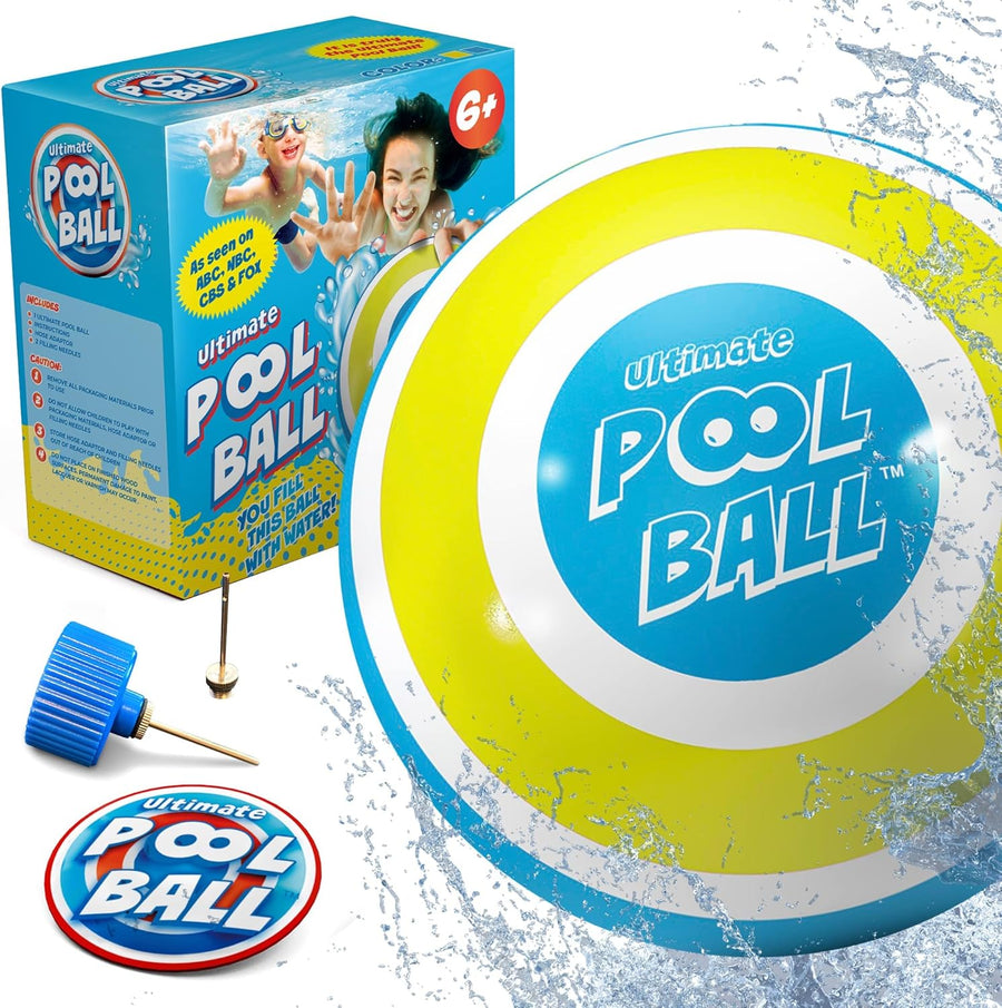Ultimate Pool Ball - Fill it with Water for Underwater Action (Yellow/Cyan) - liquidation.store