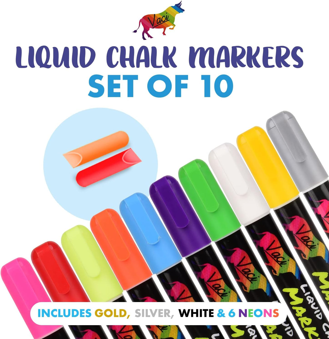 Vaci Neon Liquid Chalk Markers - 10 Pack - liquidation.store