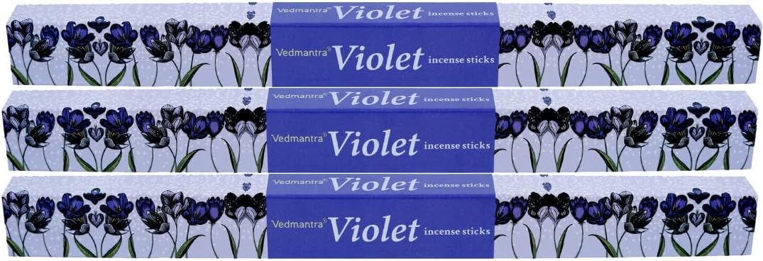 Vedmantra Violet Incense Sticks With Incense Holder - 6 Pack X 20 Sticks - liquidation.store