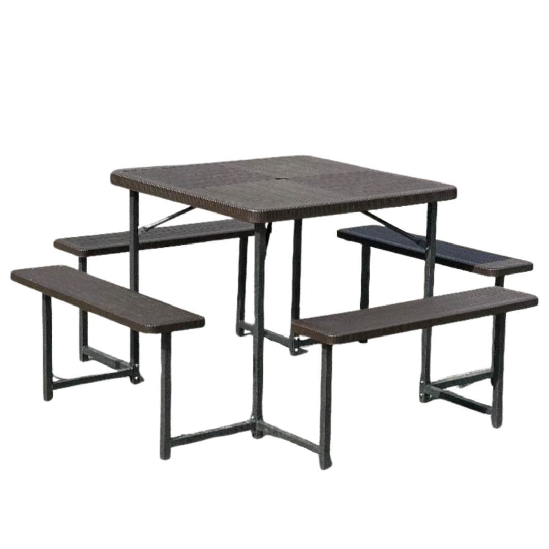 Vivo Fuori 34" Square Picnic Table Set - liquidation.store