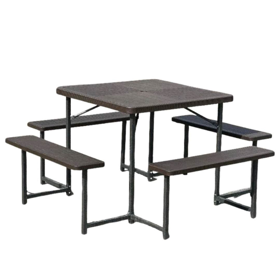 Vivo Fuori 34" Square Picnic Table Set - liquidation.store