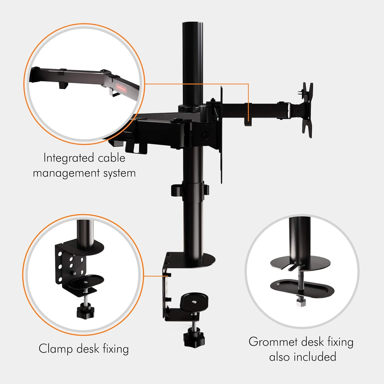 VonHaus Dual Monitor Stand for 13 - 27" Screens - liquidation.store