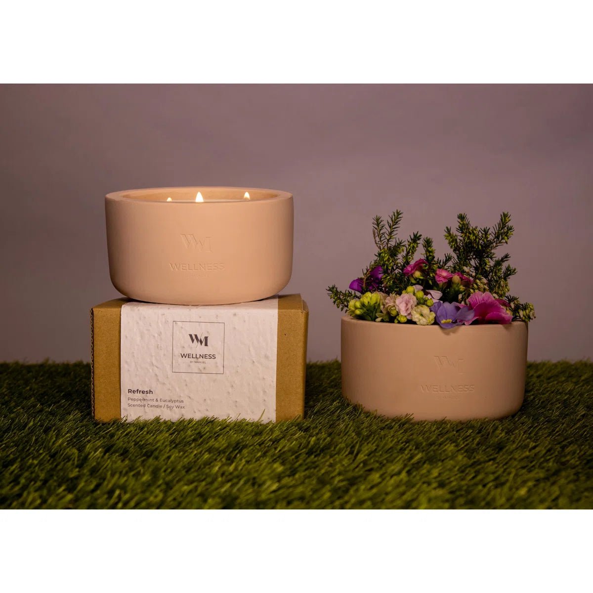 Wellness By Manuel REFRESH Scented Designer Candle - Peppermint 3 Wick - liquidation.store