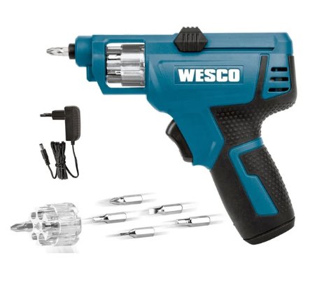 Wesco 3.6 Volt Lithium Screwdriver, Powerful, With Led Light, 6 Bits Included - liquidation.store