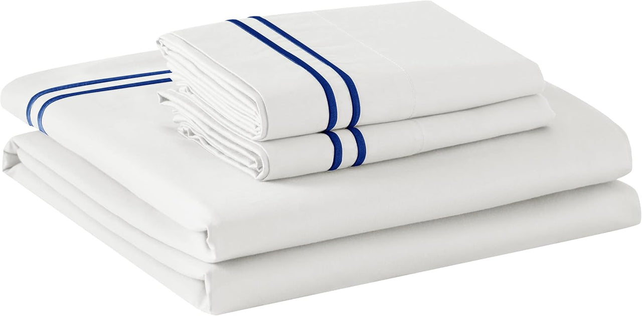 White Double Duvet Cover Set - 3 piece Cotton and Tencel Blend - liquidation.store