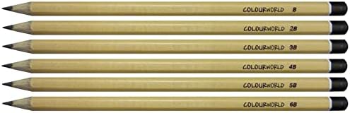 World of Colour Set of 6 Sketching Pencils - B, 2B, 3B, 4B, 5B, 6B - liquidation.store